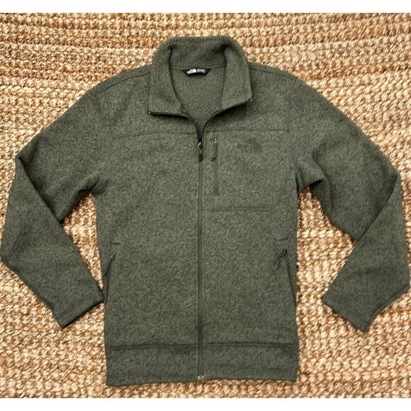 North Face Men’s Green Full Zip Sweater Jacket Large Army Green - Picture 1 of 10